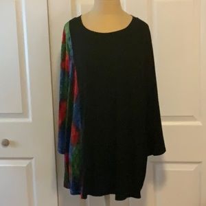 Heyne Bogut Tunic Top-Sz.5 (M to L)- Black w/ Velvet Sleeve and Side